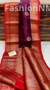 Pure Handloom Banarasi Kora Silk Saree