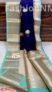Pure Handloom Banarasi Kora Silk Saree