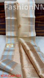 Pure Handloom Banarasi Kora Silk Saree