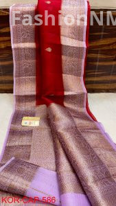 Pure Handloom Banarasi Kora Silk Saree