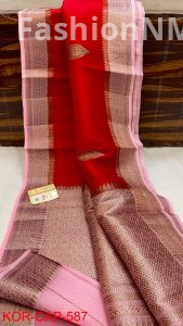 Pure Handloom Banarasi Kora Silk saree