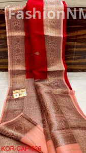 Pure Handloom Banarasi Kora Silk Saree