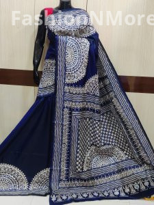 Exclusive Katha work on Pure Bangalore silk saree