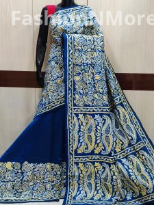 Exclusive Katha work on Pure Bangalore silk saree