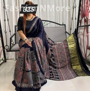 Ajrakh on Modal Silk Saree
