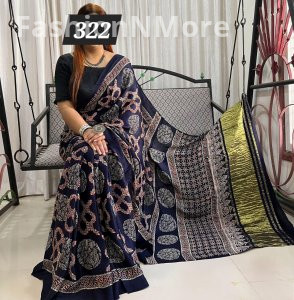 Ajrakh on Modal Silk Saree