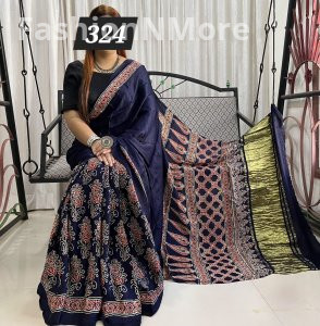 Ajrakh on Modal Silk Saree