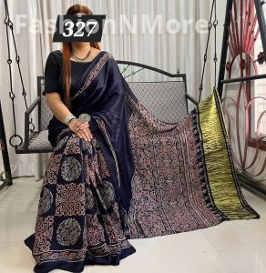 Ajrakh on Modal Silk Saree