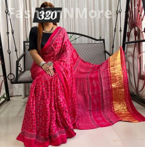 Ajrakh on Modal Silk Saree