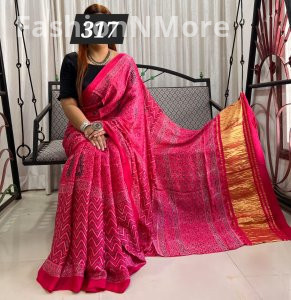 Ajrakh on Modal Silk Saree