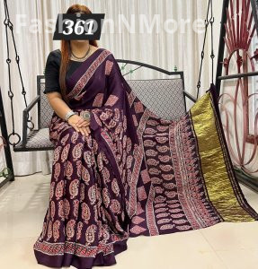 Ajrakh on Modal Silk Saree