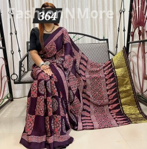 Ajrakh on Modal Silk Saree