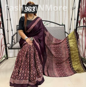 Ajrakh on Modal Silk Saree