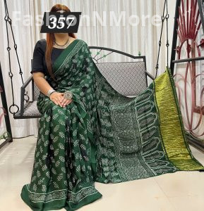 Ajrakh on Modal Silk Saree