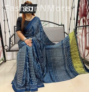 Ajrakh on Modal Silk Saree