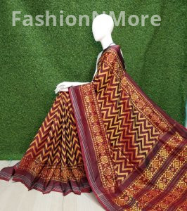 Pure Handloom Twill Ikkat Pochampally Saree