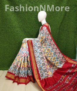 Pure Silk Handloom Twill Ikkat Pochampally Saree