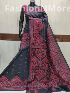 Gujrati Stitch on Pure Bangalore Silk Saree
