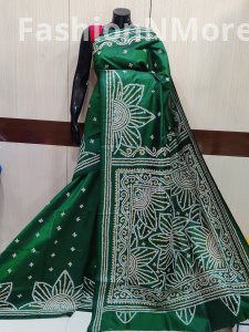 Gujrati Stitch on Pure Bangalore Silk Saree