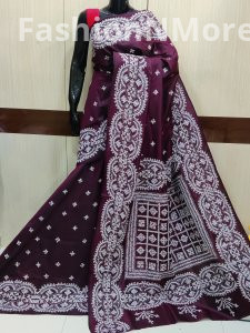 Gujrati Stitch on Pure Bangalore Silk Saree