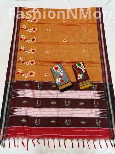 Elegant Khun Saree with intricate Naath Embroidery