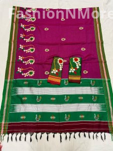 Elegant Khun Saree with intricate Naath Embroidery