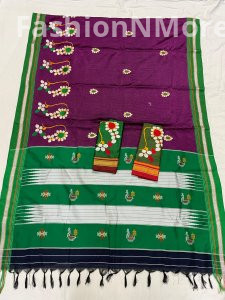 Elegant Khun Saree with intricate Naath Embroidery