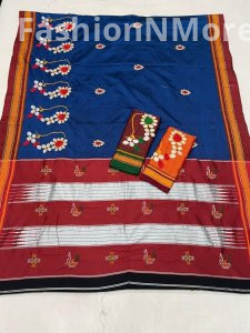 Elegant Khun Saree with intricate Naath Embroidery