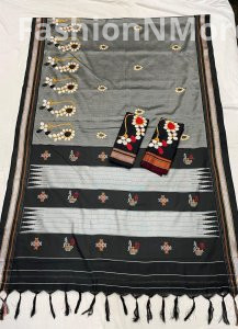 Elegant Khun Saree with intricate Naath Embroidery