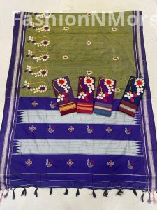 Elegant Khun Saree with intricate Naath Embroidery