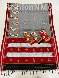 Elegant Khun Saree with intricate Naath Embroidery