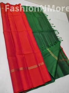 Pure Handloom Kanchi Soft Silk Plain Saree