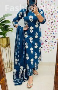 Elegant Mughal Block Print Kurti Set with Handcrafted Embroidery