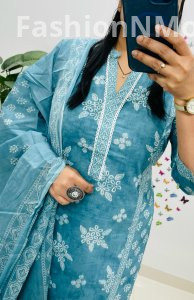 Designer Suvasa Pattern Kurti Set with Elegant Handwork & Mulmul Dupatta