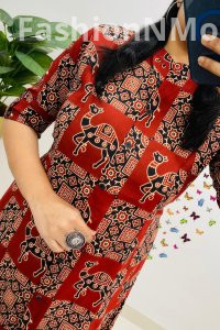 Famous Jaipuri Print A-Line Kurti Co-ord Set with Ankle-Length Pants