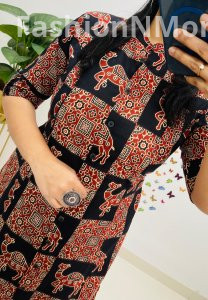 Famous Jaipuri Print A-Line Kurti Co-ord Set with Ankle-Length Pants