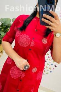 Famous Jaipuri Print A-Line Kurti Co-ord Set with Ankle-Length Pants