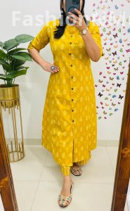 Famous Jaipuri Print A-Line Kurti Co-ord Set with Ankle-Length Pants