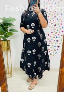 Famous Jaipuri Print A-Line Kurti Co-ord Set with Ankle-Length Pants