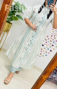 Famous Jaipuri Print A-Line Kurti Co-ord Set with Ankle-Length Pants