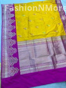 Pure Silk Handloom Double Katan Kadua Butta Sarees