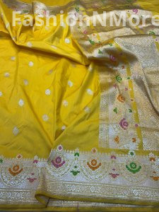 Pure Silk Handloom Double Katan Kadua Butta Sarees