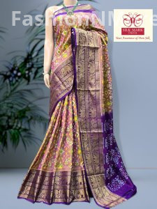 Exclusive Handloom Ikkat Patola Silk Saree with Kanchi Border