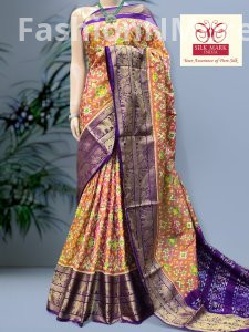Exclusive Handloom Ikkat Patola Silk Saree with Kanchi Border