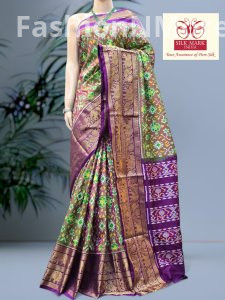 Exclusive Handloom Ikkat Patola Silk Saree with Kanchi Border