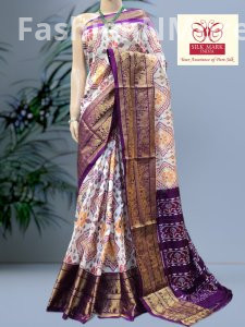 Exclusive Handloom Ikkat Patola Silk Saree with Kanchi Border