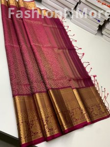 Pure Handloom Double Warp Bridal Jacquard Border Soft Silk Sarees