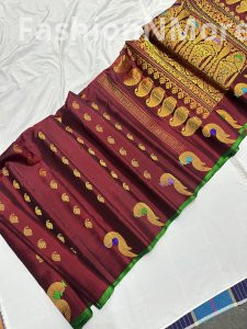 Pure Silk Handloom Butta Border Gadwal Silk Saree