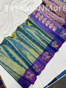 Pure Silk Handloom Butta Border Gadwal Silk Saree