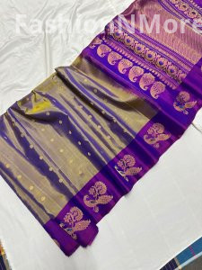 Pure Silk Handloom Butta Border Gadwal Silk Saree